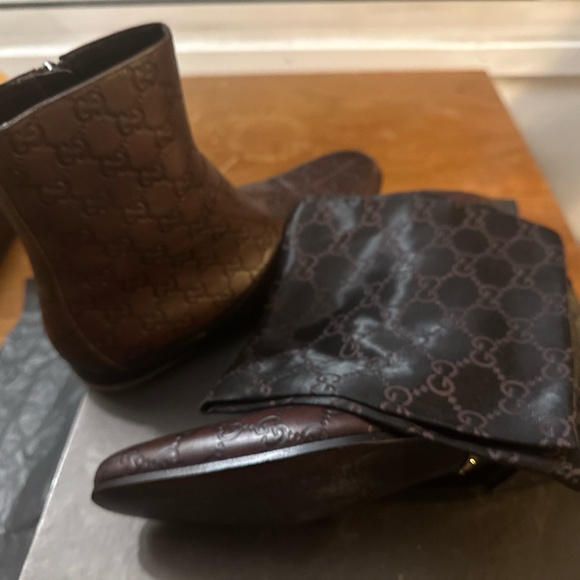 Chocolate Brown Embossed Gucci Boots